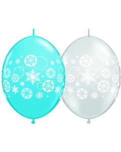 Quick Link - Snowflakes & Circles - Robin Egg & Diamond Clear - 12 Inch Latex Balloon (11417Q)