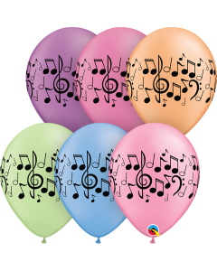 Musical Notes Wrap - Neon Mix - 28cm (11 Inch) Latex Balloon (11553Q)