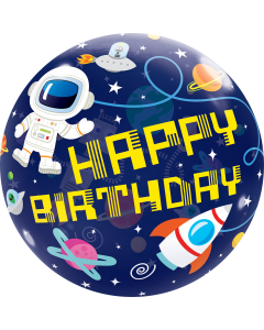 Happy Birthday Outer Space - 22 Inch Bubble Balloon (56CM) (13079Q)