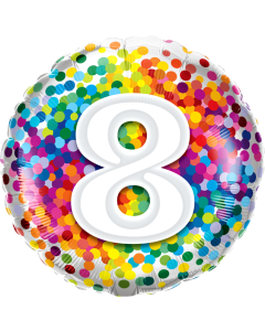 8 Rainbow Confetti - 18 Inch Foil Balloon (13505Q)