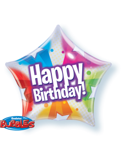 Happy Birthday Stars and Dots - 22 Inch Bubble Balloon (13758Q)