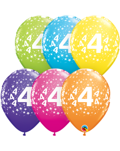 4 Stars-A-Round - Tropical Assortment - 28cm (11 Inch) Latex Balloon (15112Q)