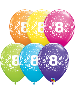 8 Stars-A-Round - Tropical Assortment - 28cm (11 Inch) Latex Balloon (15127Q)