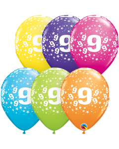 9 Stars-A-Round - Tropical Assortment - 28cm (11 Inch) Latex Balloon (15128Q)
