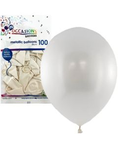 Metallic White Occasions - 30cm Latex Balloons Bag of 100 (203236A)