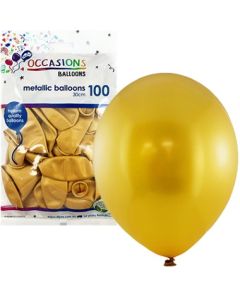 Metallic Gold Occasions - 30cm Latex Balloon Bag of 100 (203242A)