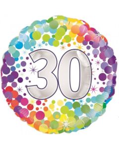 Colourful Confetti 30th Birthday 45cm Foil Balloon (210404A)