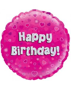 Pink Holographic Happy Birthday 45cm Foil Balloon (210460A)