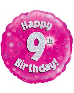 Pink Holographic 9th Birthday 45cm Foil Balloon (210469A)