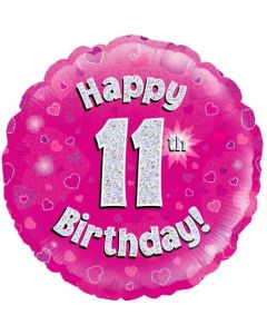Pink Holographic 11th Birthday 45cm Foil Balloon (210471A)