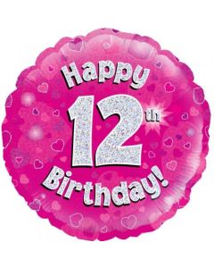 Pink Holographic 12th Birthday 45cm Foil Balloon (210472A)
