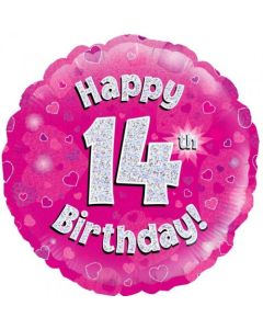Pink Holographic 14th Birthday 45cm Foil Balloon (210474A)