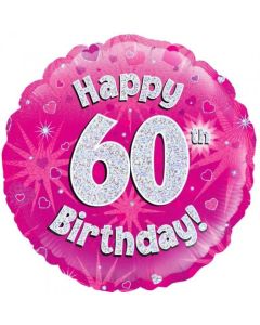 Pink Holographic 60th Birthday 45cm Foil Balloon (210483A)