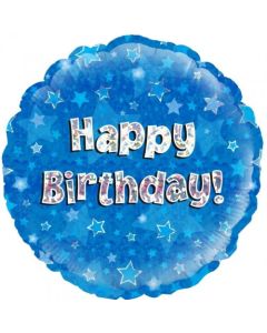 Blue Holographic Happy Birthday 45cm Foil Balloon (210490A)