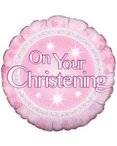 On Your Christening Pink 45cm Foil Balloon (210707A)