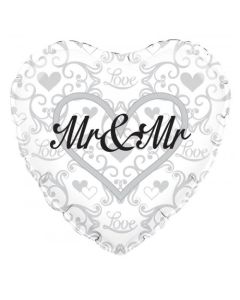 Mr & Mr Silver Filigree 45cm Foil Balloon (210766A)