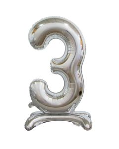 Standing Silver Foil Balloon - 3 Number 30 inch ('214003A)