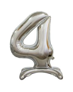 Standing Silver Foil Balloon - 4 Number 30 inch (214004A)