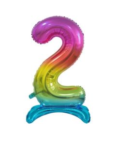 Standing Rainbow Foil Balloon - 2 Number 30 inch (214032A)