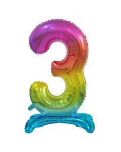 Standing Rainbow Foil Balloon - 3 Number 30 inch (214033A)
