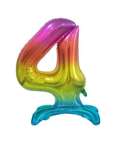 Standing Rainbow Foil Balloon - 4 Number 30 inch (214034A)