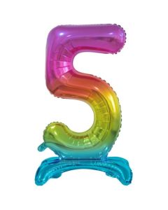 Standing Rainbow Foil Balloon - 5 Number 30 inch (214035A)