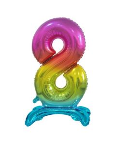 Standing Rainbow Foil Balloon - 8 Number 30 inch (214038A)