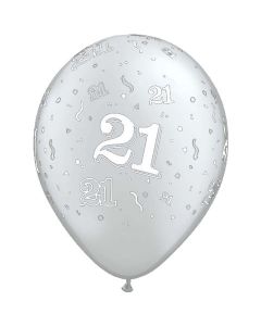 21-A-Round Silver Pearl - 28cm (11 Inch) Latex Balloon (21-15Q) (21-15Q)