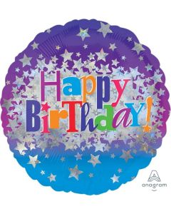Holographic Happy Birthday Bright Stars 45cm Foil Balloon (2448201AM)