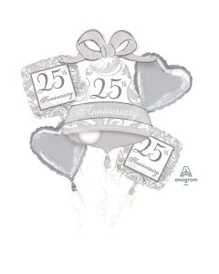 Silver Scroll 25th Wedding Anniversary - Balloon Bouquet (2524101AM)