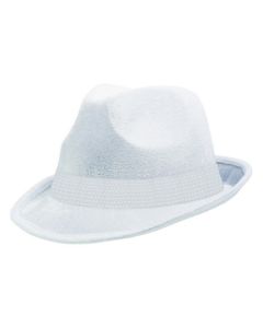 White Fedora Hat - Velour Gangster Hat (255519.08AN)