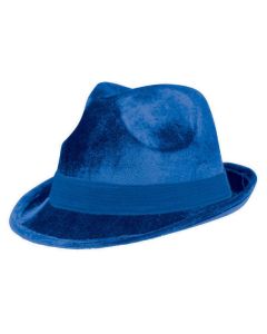 Blue Fedora Hat - Velour Gangster Hat (255519.22AN)