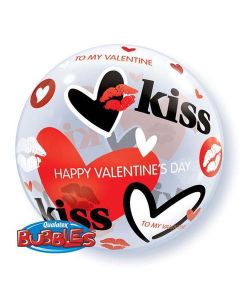 Valentine's Kisses & Hearts - 22 Inch Bubble Balloon (27539Q)