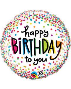 Happy Birthday Sprinkled Dots - 18 Inch Foil Balloon (28126Q)