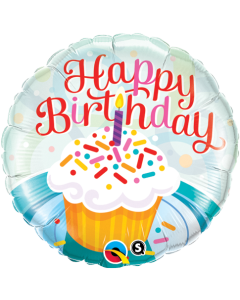 Happy Birthday Cupcake & Sprinkles  - 18 Inch Foil Balloon (28131Q)