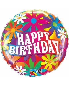 Happy Birthday Psychedelic Daisies - 18 Inch Foil Balloon (29568Q)