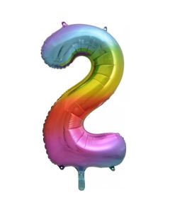 2 Rainbow Number - 86cm (34') Foil Balloon (2RainA)