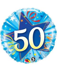 50 Shining Star Bright Blue - 18 Inch Foil Balloon (30264Q)