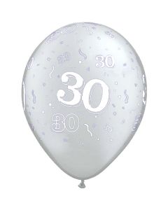 30-A-Round Silver Pearl - 28cm (11 Inch) Latex Balloon (30-15)