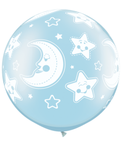 Baby Moon & Stars - Blue - 30 Inch Latex Balloon (32122Q)