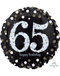 65th Sparkling Birthday - 18 Inch Foil Balloon (3213301AM)