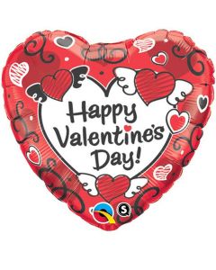 Valentines Sketched Hearts - 18 Inch Foil Heart Balloon (32225Q)
