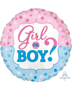 Gender Reveal Girl or Boy 45cm Foil Balloon (3253401AM)