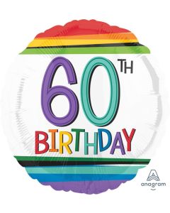 60th Rainbow Birthday 45cm Foil Balloon (3443701AM)