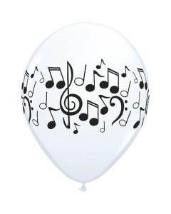 Musical Notes Wrap - Black on White - 28cm (11 Inch) Latex Balloon (37068Q)