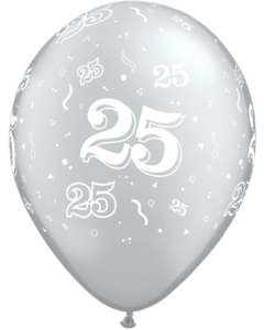 25-A-Round Silver Pearl - 28cm (11 Inch) Latex Balloon (37102Q)