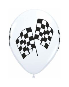 Racing Flags - Racing White Checkered Flag - 28cm (11 Inch) Latex Balloon - grand prix (37118Q)