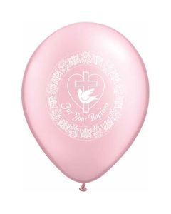 For Your Baptism Dove - Pink - 28cm (11 Inch) Latex Balloon (37143Q)