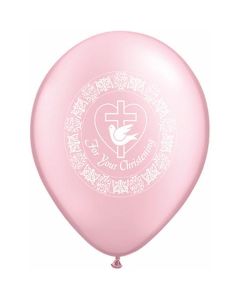 For Your Christening Dove Pink - 28cm (11 Inch) Latex Balloon (37145Q)