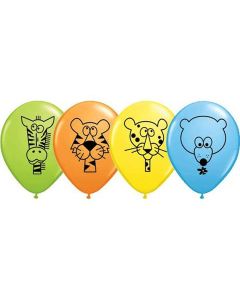 Jungle Animal Assorted - 28cm (11 Inch) Latex Balloon (37153Q)